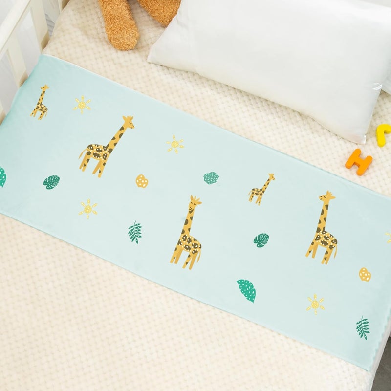 PROMEED 100% Mulberry Silk Crib Sleeve for Baby Hairloss and Bald Spot, Oeko-TEX Certified 23 Momme Silk Giraff Nursery Bedding Sheets for Bassinets/Cradles/Cots/Cribs (Green Giraff) - Image 1